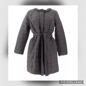 NWT Dennis Basso Quilted Gray Coat Size Small